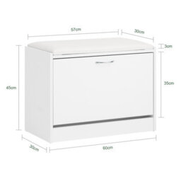 Sobuy Shoe Storage Bench Shoe Cabinet With Flip Drawer And Pu Leather Seat,fsr16-W - thumbnail 3