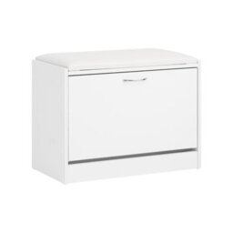 Sobuy Shoe Storage Bench Shoe Cabinet With Flip Drawer And Pu Leather Seat,fsr16-W