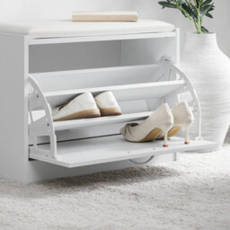 Sobuy Shoe Storage Bench Shoe Cabinet With Flip Drawer And Pu Leather Seat,fsr16-W - thumbnail 6
