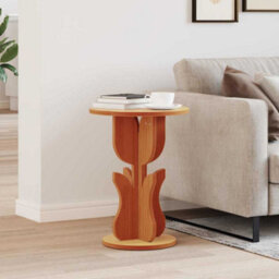 Berkfield Side Table Wax Brown Solid Pine Wood - thumbnail 1
