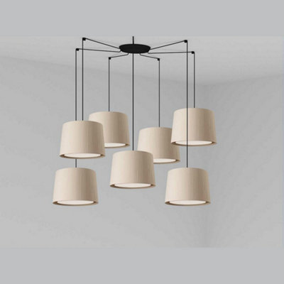 Luminosa Lighting Luminosa Samba Black, Beige Pendant Suspension Pendant Lamp 7 Light
