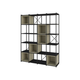 Decortie Modern Vale Maxi Bookcase Versatile Display Unit 5-Tier Metal Frame 6 Adjustable Shelf 18mm (Black Wood, Ash Green) - thumbnail 2