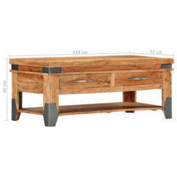 Berkfield Durable Coffee Table 110X52X45 Cm Solid Acacia Wood - thumbnail 9