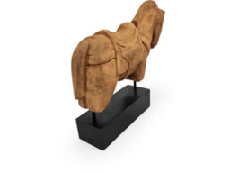 Mango Wood And Iron Horse Sculpture - Hand-Carved Decorative Statue For Home Accessories - Natural Finish - 41X9X36Cm - thumbnail 4