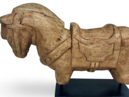 Mango Wood And Iron Horse Sculpture - Hand-Carved Decorative Statue For Home Accessories - Natural Finish - 41X9X36Cm - thumbnail 5