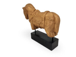 Mango Wood And Iron Horse Sculpture - Hand-Carved Decorative Statue For Home Accessories - Natural Finish - 41X9X36Cm - thumbnail 2
