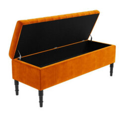 120Cm Paris Striped Ottoman Storage Bench- Plush Velvet Shoe Bench - Burnt Orange Upholstery Footstool With Storage - thumbnail 5