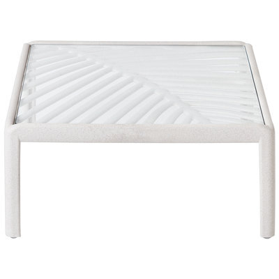 Beliani Garden Coffee Table Light Beige Synthetic Frame With Clear Glass Top 69 X 69 X 32 Cm - image 1
