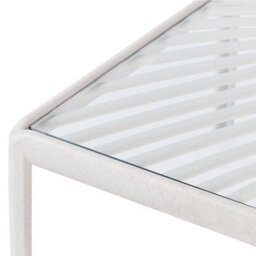 Beliani Garden Coffee Table Light Beige Synthetic Frame With Clear Glass Top 69 X 69 X 32 Cm - thumbnail 8