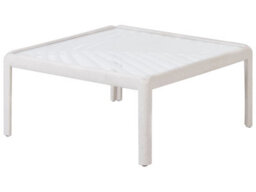 Beliani Garden Coffee Table Light Beige Synthetic Frame With Clear Glass Top 69 X 69 X 32 Cm - thumbnail 3