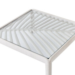 Beliani Garden Coffee Table Light Beige Synthetic Frame With Clear Glass Top 69 X 69 X 32 Cm - thumbnail 7