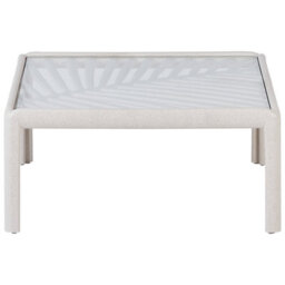 Beliani Garden Coffee Table Light Beige Synthetic Frame With Clear Glass Top 69 X 69 X 32 Cm - thumbnail 6