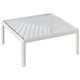 Beliani Garden Coffee Table Light Beige Synthetic Frame With Clear Glass Top 69 X 69 X 32 Cm - thumbnail 5