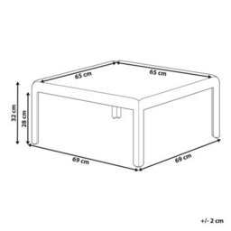 Beliani Garden Coffee Table Light Beige Synthetic Frame With Clear Glass Top 69 X 69 X 32 Cm - thumbnail 4