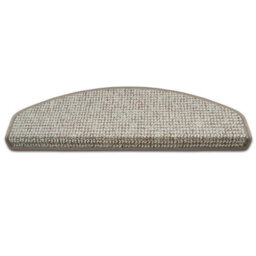 Floordirekt Carlton Self Adhesive Edged Hard Wearing Carpet Stair Tread Mat For Indoor Stairs Semicircular Greige 23.5 X 65 Cm