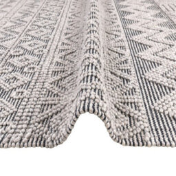 Grey Black Geometric Kilim Luxurious Modern Wool Moroccan Wool Hand Made Rug For Dining Room Bedroom & Living Room-120Cm X 170Cm - thumbnail 4