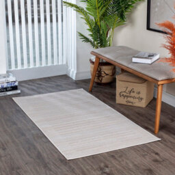 Livabliss Lustro-Modern Grey Off-White Beige Striped Living Dining Bedroom Rug 80 X 150 Cm Easy Care, Non Shedding - thumbnail 2