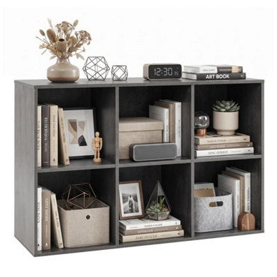 Grey 6 Cube Bookcase Modern Horizontal/vertical Bookshelf Display Rack Organizer - image 1