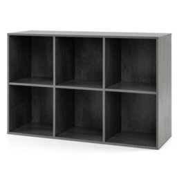 Grey 6 Cube Bookcase Modern Horizontal/vertical Bookshelf Display Rack Organizer - thumbnail 5