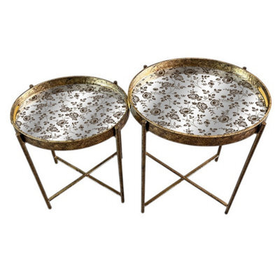 Minster 45/53Cm Oval Marble Effect Side Tables Tables (Set Of 2) - L45 X W36 X H53 Cm - image 1