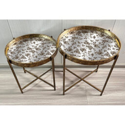 Minster 45/53Cm Oval Marble Effect Side Tables Tables (Set Of 2) - L45 X W36 X H53 Cm - thumbnail 2