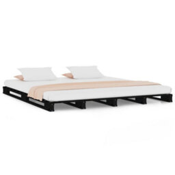 Berkfield Pallet Bed Black 135X190 Cm Double Wood Pine - thumbnail 2