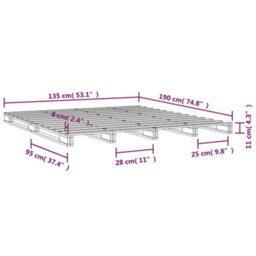 Berkfield Pallet Bed Black 135X190 Cm Double Wood Pine - thumbnail 8