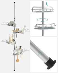 Songmics Premium Corner Organizer Stand, 4-Tier Bathroom System With Secure Pole Mount, Durable Shower Storage, Dove Grey - thumbnail 6