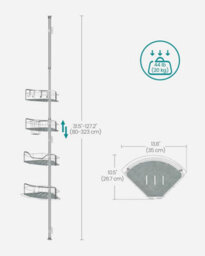 Songmics Premium Corner Organizer Stand, 4-Tier Bathroom System With Secure Pole Mount, Durable Shower Storage, Dove Grey - thumbnail 2