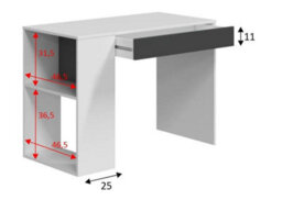 Amos Mann Furniture Alberto Grey And White Desk With Drawer And Shelves - thumbnail 2