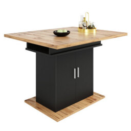 Btm Telescopic Dining Table, 140X70Cm, Extendable With Storage Shelves, Space Saving Kitchen And Living Room, Natural Finish - thumbnail 8