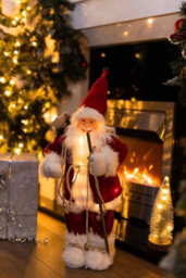 45Cm Red Deluxe In-Lit Standing Santa Claus Figure - Festive Xmas Ornament With 22 Led Lights - thumbnail 2