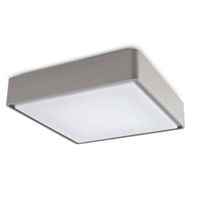 Luminosa Lighting Luminosa Leds C4 Kossel Outdoor Led Square Flush Ceiling Light Grey 22Cm 644Lm 3000K Ip65 - image 1