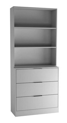 Urbn-Living Urbnliving Height 180Cm Grey Drawers & Grey Bookcase 60Cm Width 3 Tier Wooden Storage Chest Cabinet & Display Bookcase Shelving - image 1