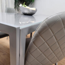 Kosy Koala Modern Rectangle Grey Glass Dining Table Set With 4 Grey Gem Chairs Dining Room Furniture - thumbnail 6