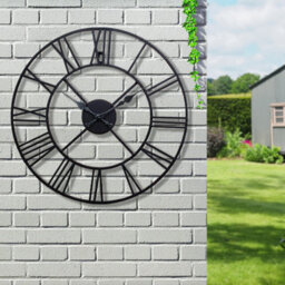 60Cm Big Roman Numerals Giant Metal Outdoor Garden Decorative Wall Clock Indoor Silent Black Non-Ticking Open Face - thumbnail 6