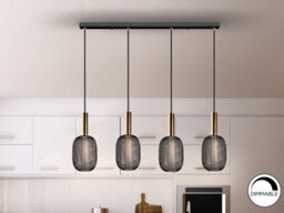 Luminosa Lighting Luminosa Micrón Bar Pendant Ceiling 4 Light Gold, Black Led 3000K - Uk Stock - thumbnail 1