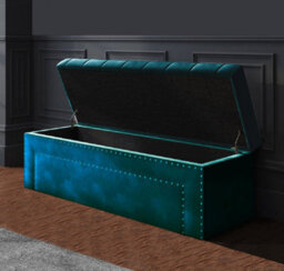 90Cm Duke Ottoman Storage Box -Upholstered Blanket Box - Emerald Green Plush Velvet Multifunctional Storage Box - thumbnail 2
