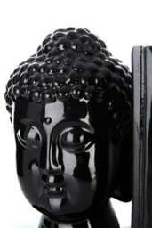 Premier Housewares Interiors By Premier Piper Buddha Head Black Bookends - Set Of 2 - thumbnail 2
