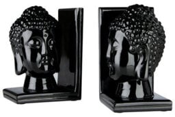Premier Housewares Interiors By Premier Piper Buddha Head Black Bookends - Set Of 2