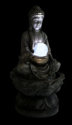 Primrose Buddha And Crystal Ball Water Feature Fountain With Led Lights Indoor Outdoor Use H66Cm - thumbnail 4