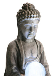 Primrose Buddha And Crystal Ball Water Feature Fountain With Led Lights Indoor Outdoor Use H66Cm - thumbnail 3