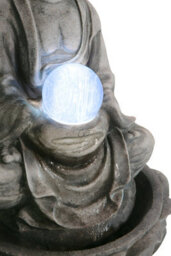 Primrose Buddha And Crystal Ball Water Feature Fountain With Led Lights Indoor Outdoor Use H66Cm - thumbnail 2