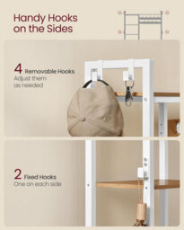 Entryway Bench, Hall Tree Shoe Rack, Coat Rack Storage, Multi Hook Organizer, Large Size, Golden Oak And Cloud White - thumbnail 5