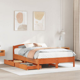Berkfield Bed Frame Without Mattress Wax Brown 150X200 Cm King Size Solid Wood Pine - thumbnail 1