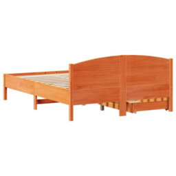 Berkfield Bed Frame Without Mattress Wax Brown 150X200 Cm King Size Solid Wood Pine - thumbnail 8
