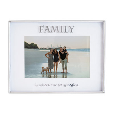 Happy Homewares Contemporary Silver Plated Metal Family 4X6 Picture Frame For Wall Or Table - image 1