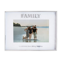 Happy Homewares Contemporary Silver Plated Metal Family 4X6 Picture Frame For Wall Or Table - thumbnail 1