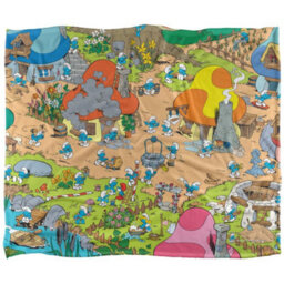 The Smurfs Silky Village Supersoft Blanket Multicoloured (One Size) - thumbnail 1