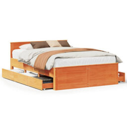 Vidaxl Bed Frame Without Mattress With Headboard Wax Brown 140X200 Cm Solid Wood Pine - thumbnail 2